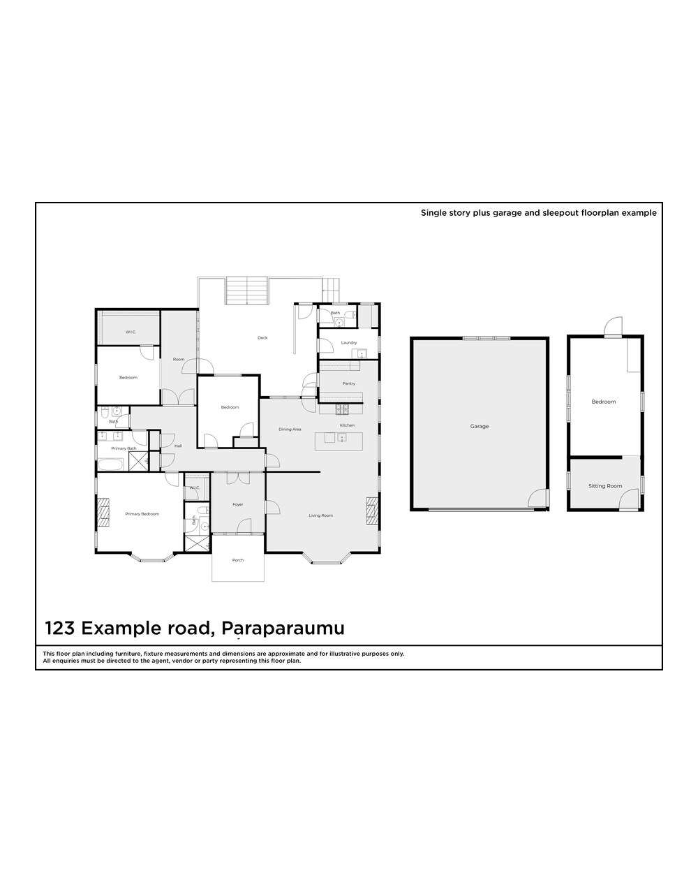 Architectural floor plan of a home, rooms labelled